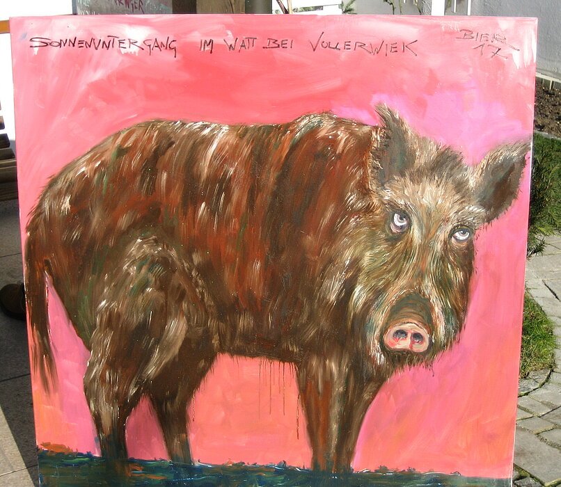 Sonnenuntergang im Watt bei Vollerwiek  100x100