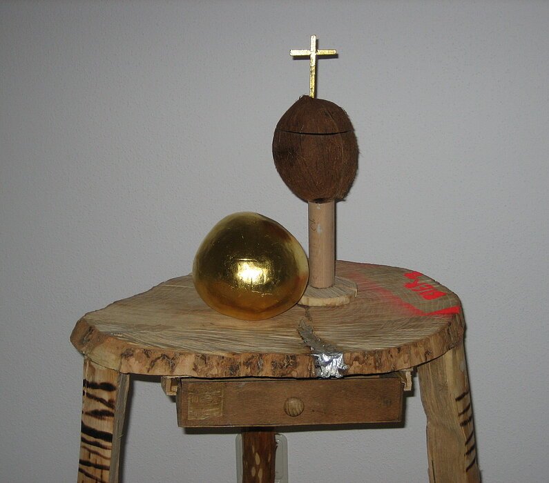 Kokosnuss vergoldet (Blattgold)