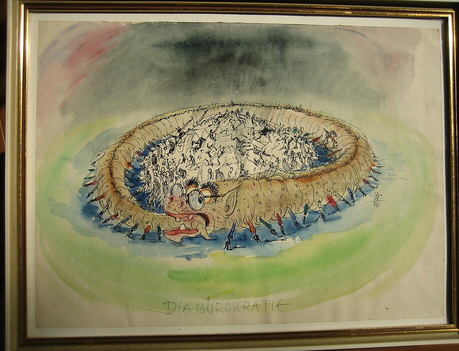 Die Bürokratie  1946   Aquarell 40x30
